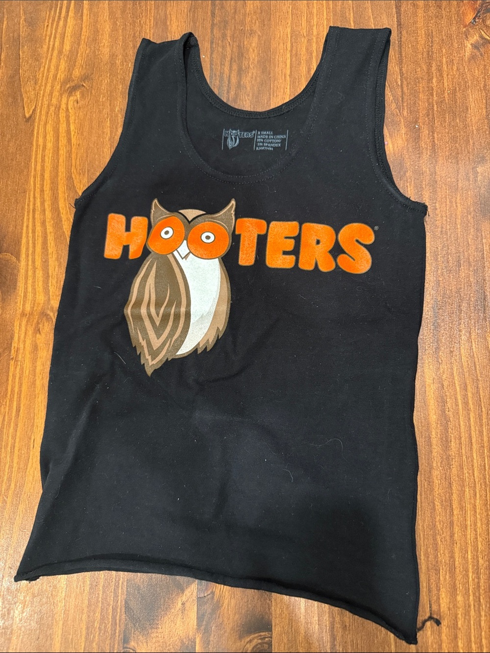 Hooters uniform Black Tank Top with Orange Logo